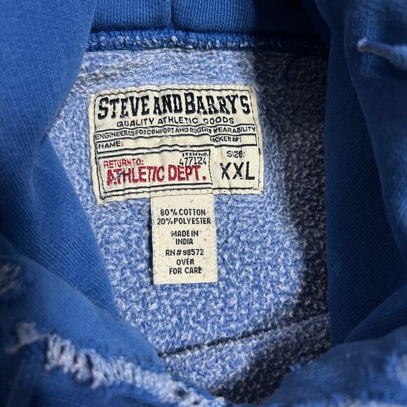 Robert Morris Hoodie Sweatshirt Vintage Y2K Mens Size XXL Blue Reverse Weave - Picture 10 of 10